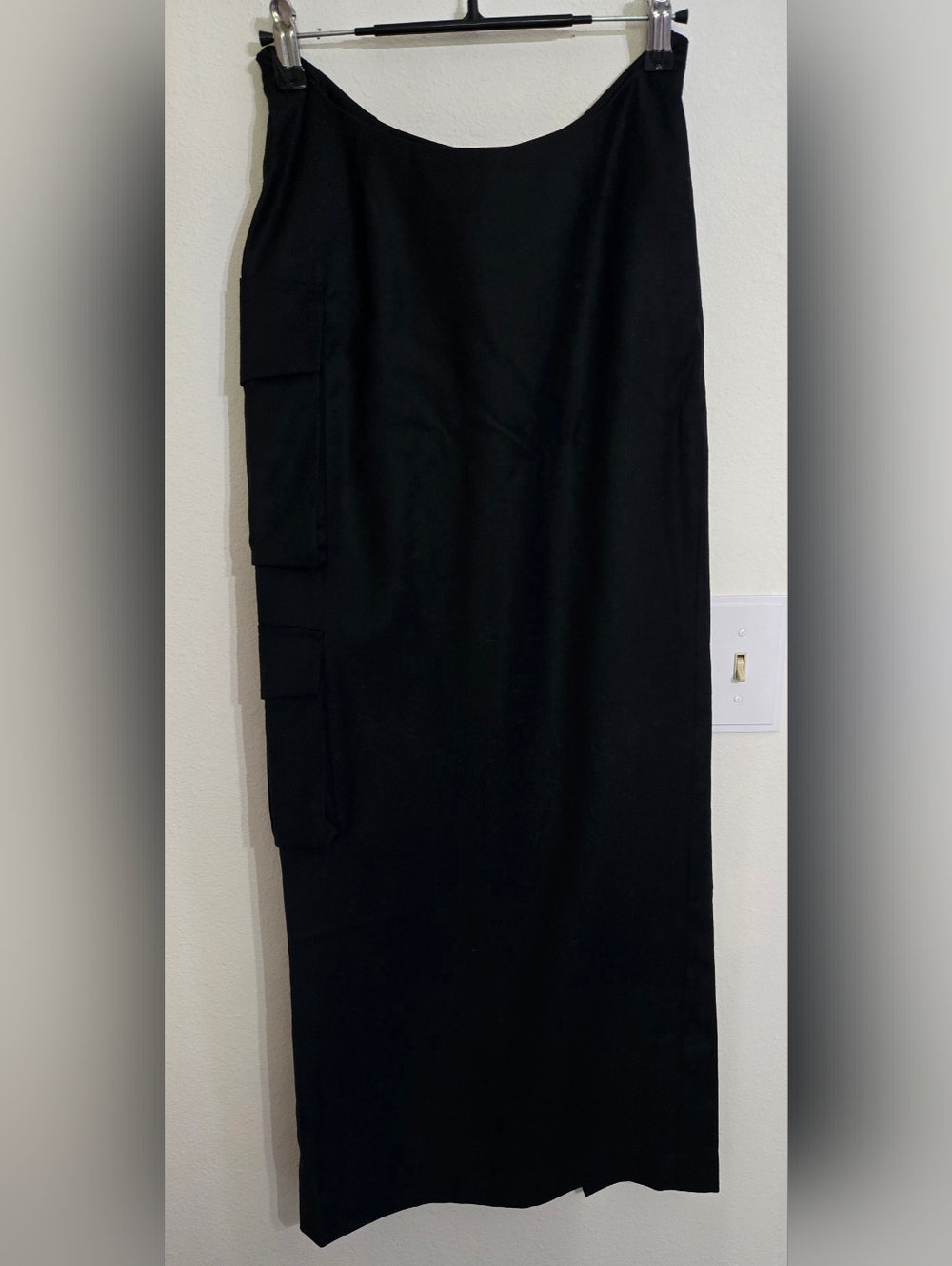 Aya Muse Black Maxi Skirt with Side Cargo Pockets
